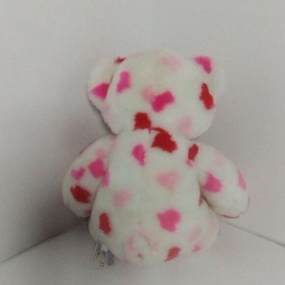 Build A Bear Plush Valentine's Day Teddy Bear White with Pink & Red Hearts l - Picture 10 of 11
